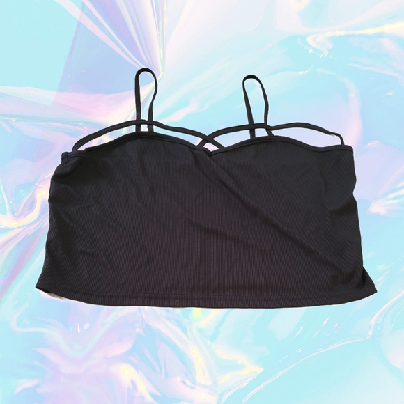 ROMWE Ribbed Spaghetti Strap Cropped Black Tank, Size XL/US 12 - Picture 1 of 4